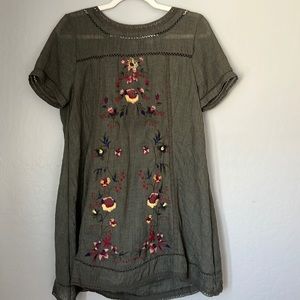 Mini Bohemian Embroidered Dress- Free People Dupe